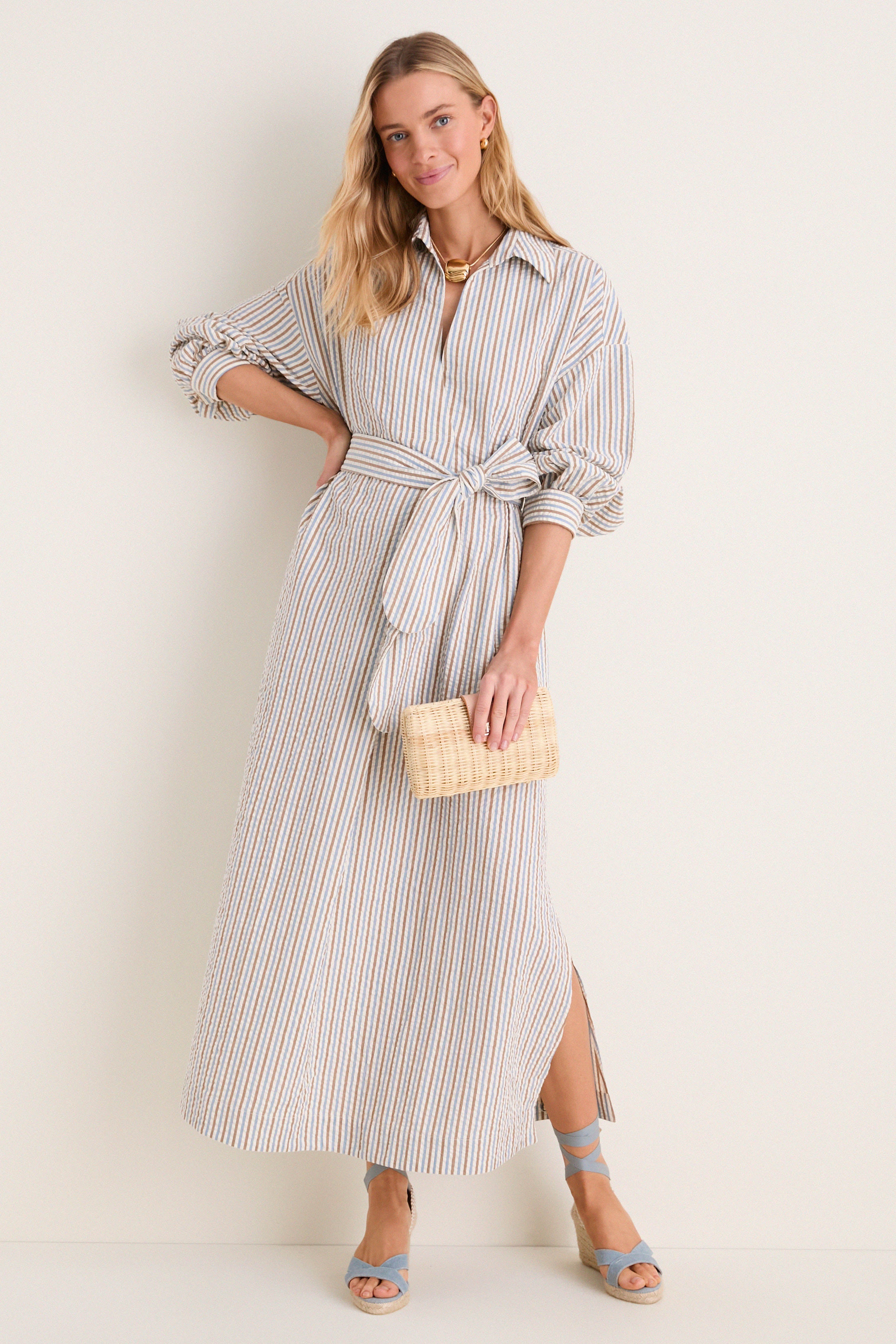 Multi Seersucker Annette Maxi Shirt Dress | Tuckernuck