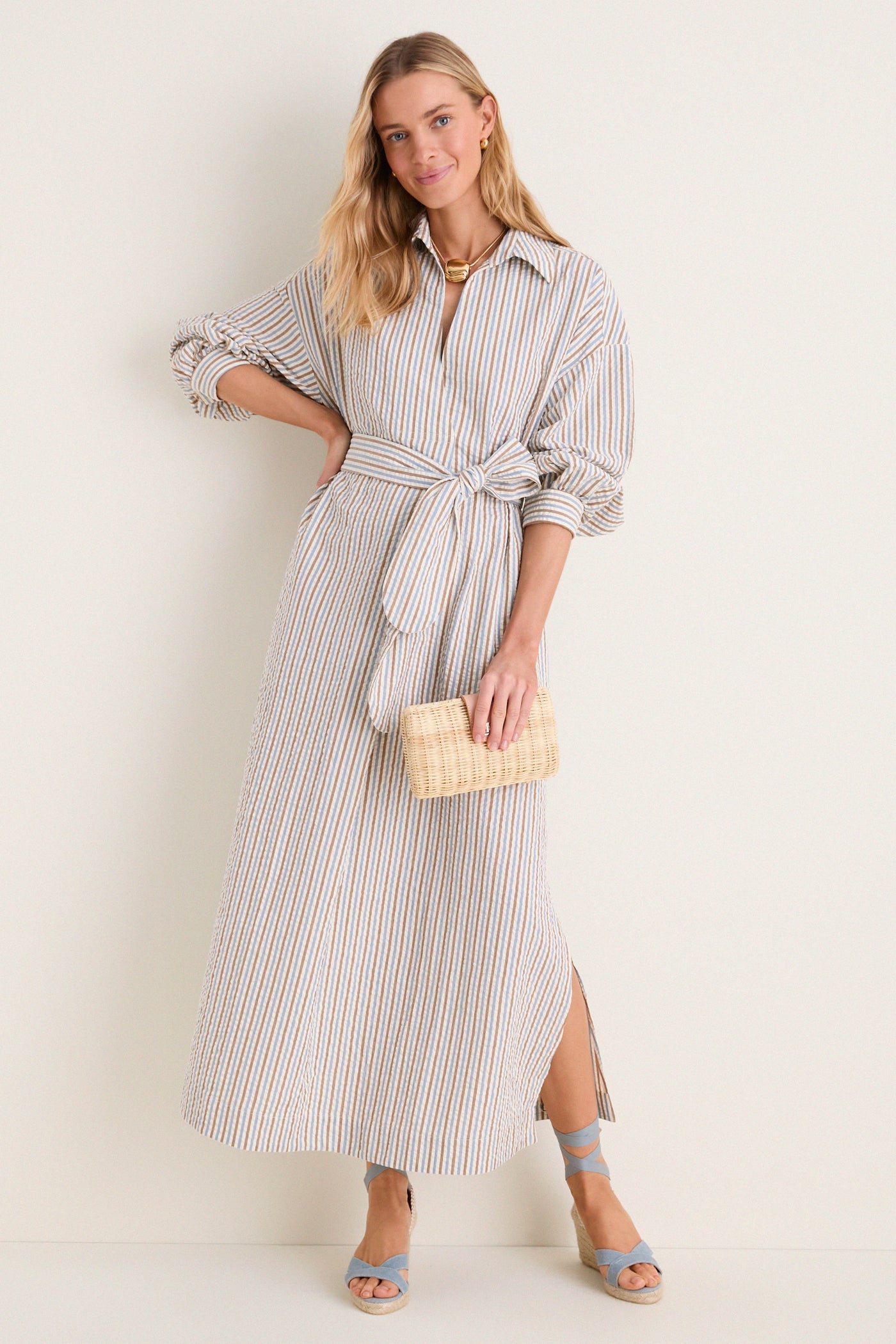 Multi Seersucker Annette Maxi Shirt Dress | Tuckernuck Multi Seersucker Annette Maxi Shirt Dress | Tuckernuck