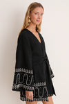 Soutache Beaded Linen Callista Wrap Dress