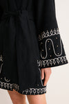 Soutache Beaded Linen Callista Wrap Dress