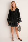 Soutache Beaded Linen Callista Wrap Dress