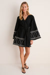 Soutache Beaded Linen Callista Wrap Dress
