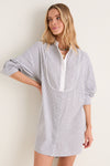 Evergreen Stripe Bib Arlington Shirt Dress