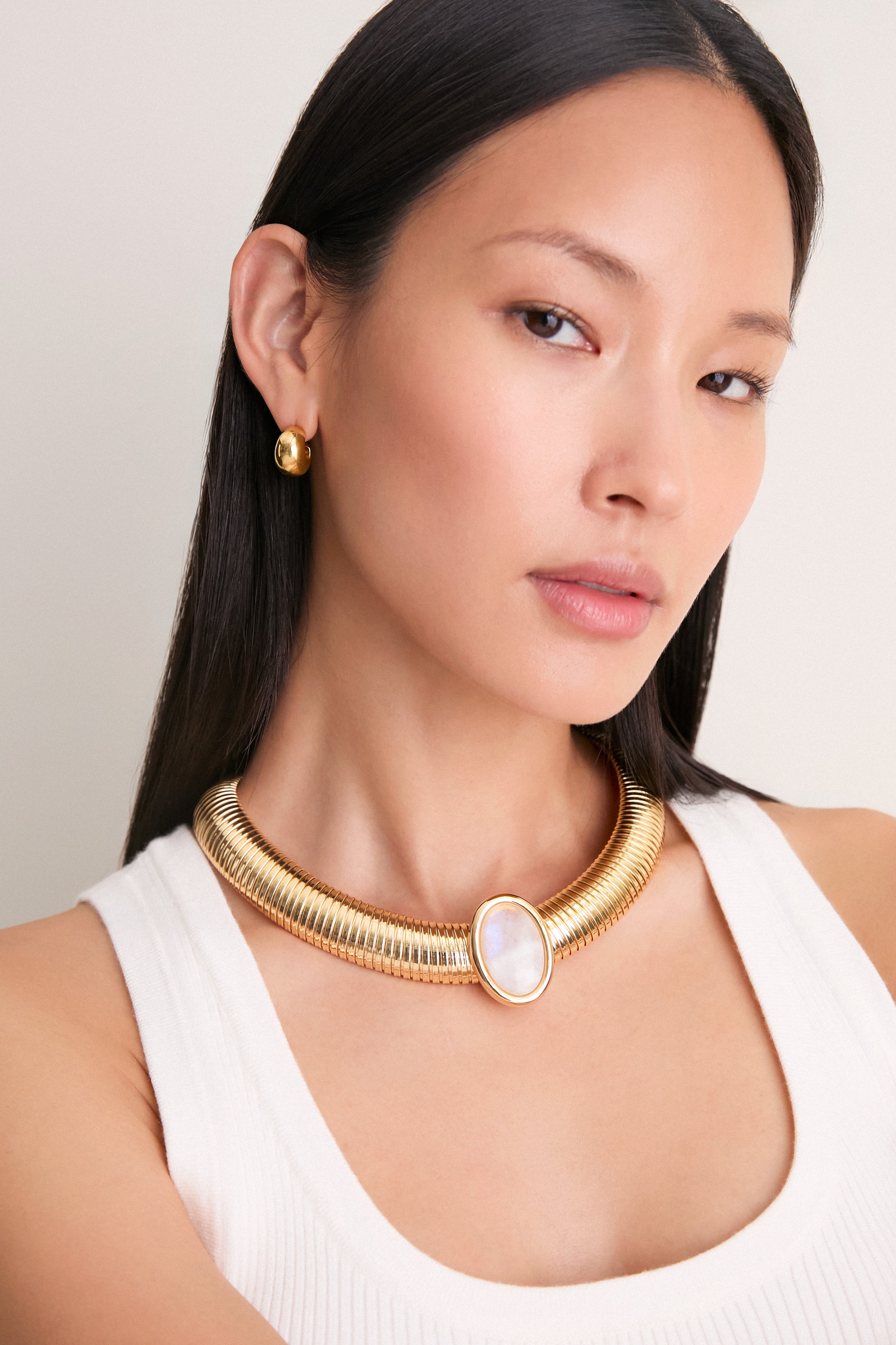Gold and White Opyum Necklace