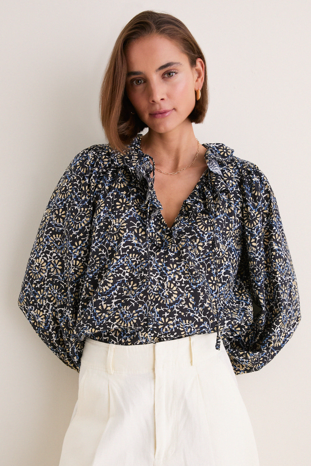 Midnight Bloom Siena Long Sleeve Cotton Top