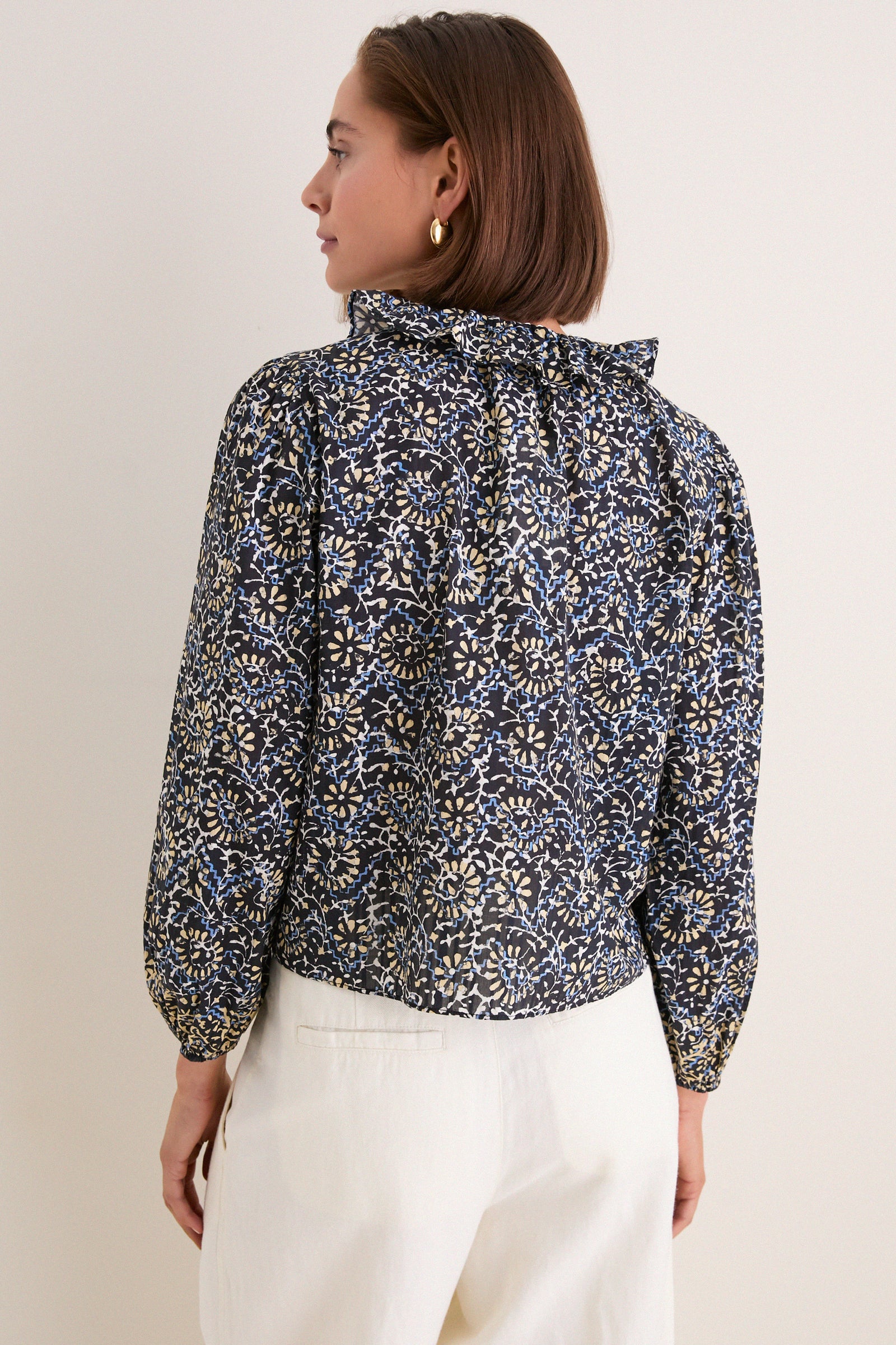 Midnight Bloom Siena Long Sleeve Cotton Top