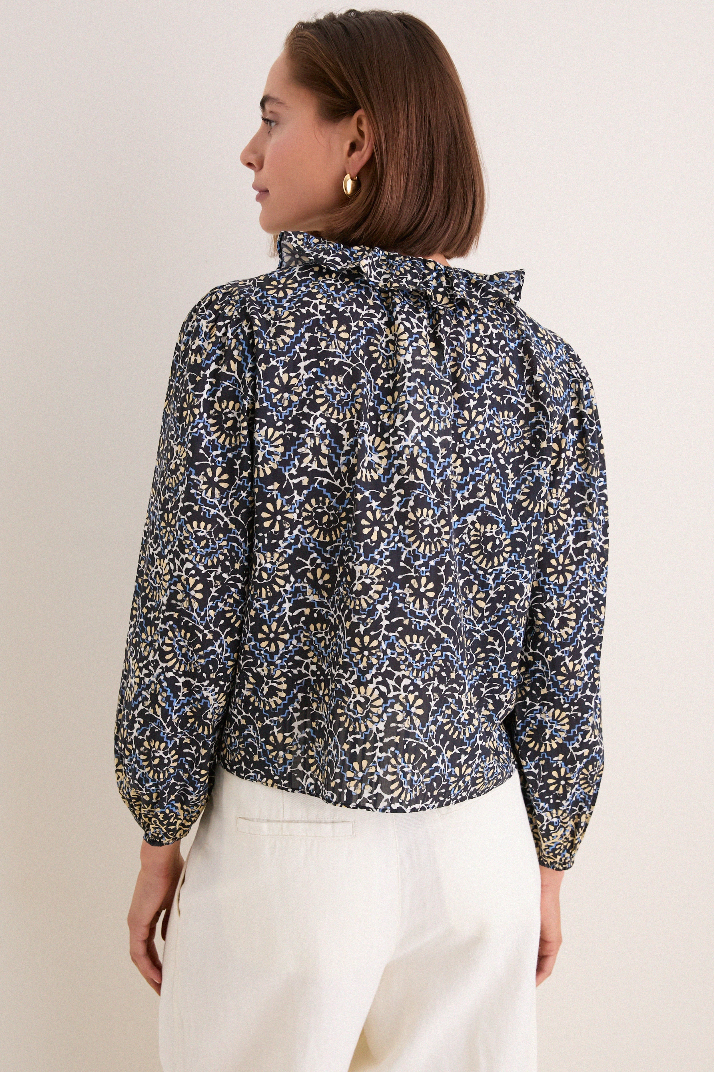 Midnight Bloom Siena Long Sleeve Cotton Top