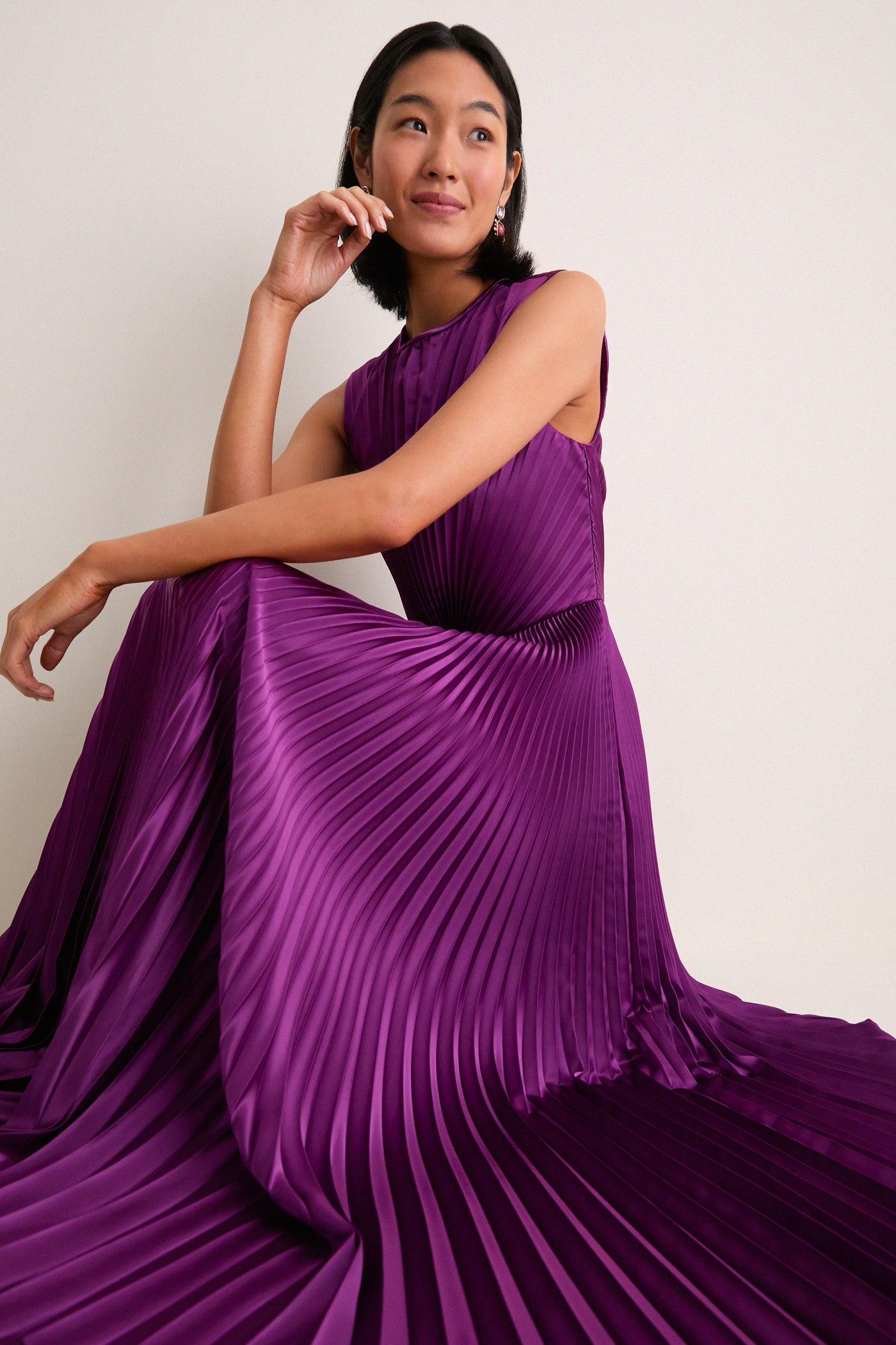 Amaranth Malin Satin Dress
