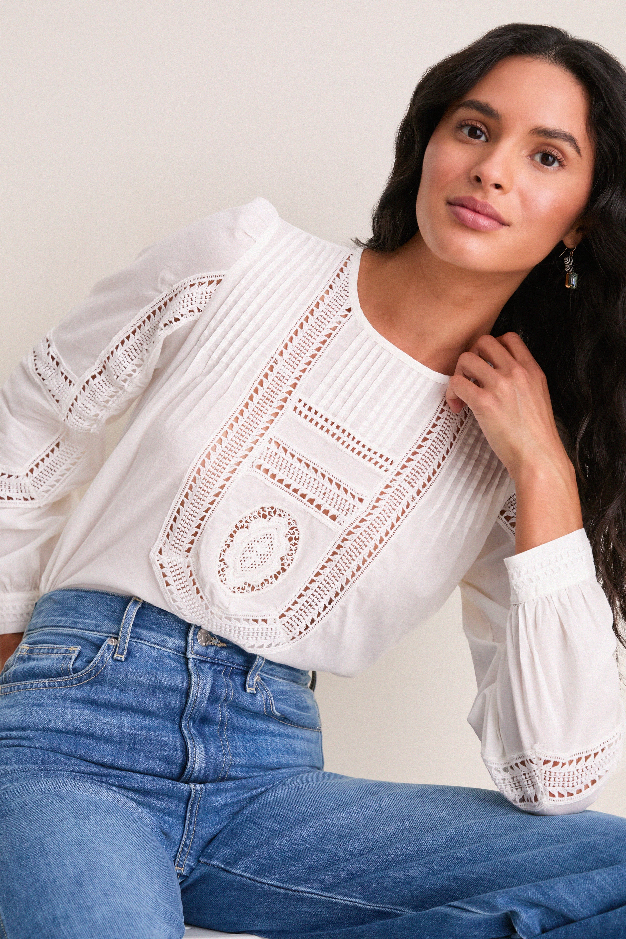 Pristine Marlowe Long Sleeve Cotton Top
