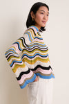 Multicolor White, Green and Pink Chevron Crop Sweater