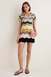 Multicolor White, Green and Pink Chevron Mini Dress
