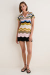 Multicolor White, Green and Pink Chevron Mini Dress