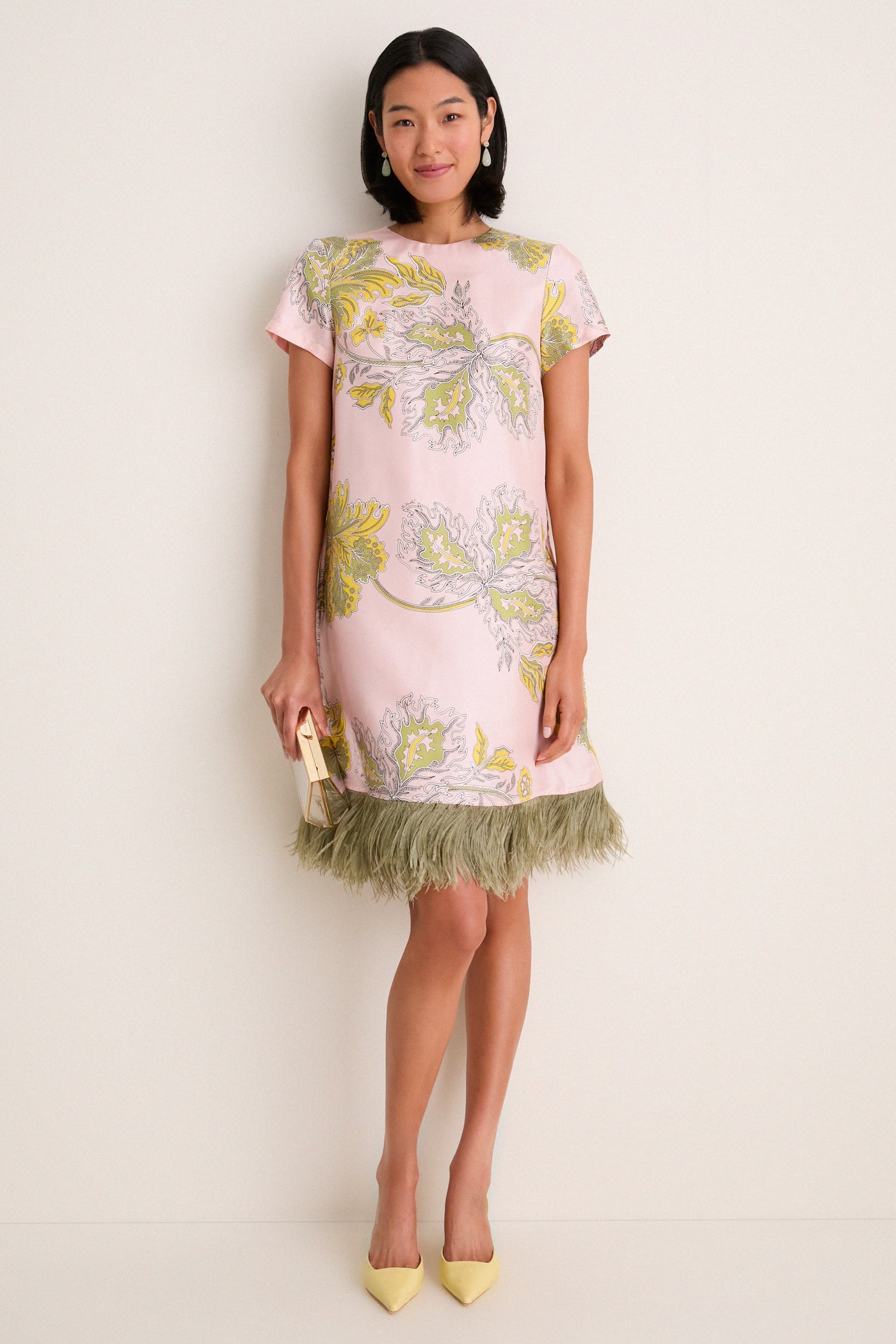 mini swing dress Swathe Mini Swing Dress with Feathers