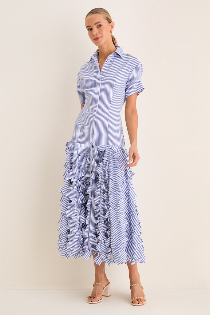 Blue Stripe Lorelai Midi Dress