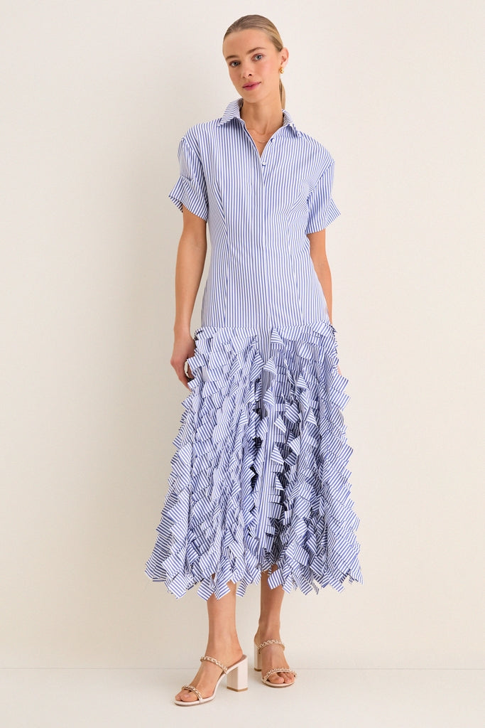 Blue Stripe Lorelai Midi Dress