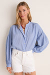 Light Blue Shadow Stripe Juliette Button Down