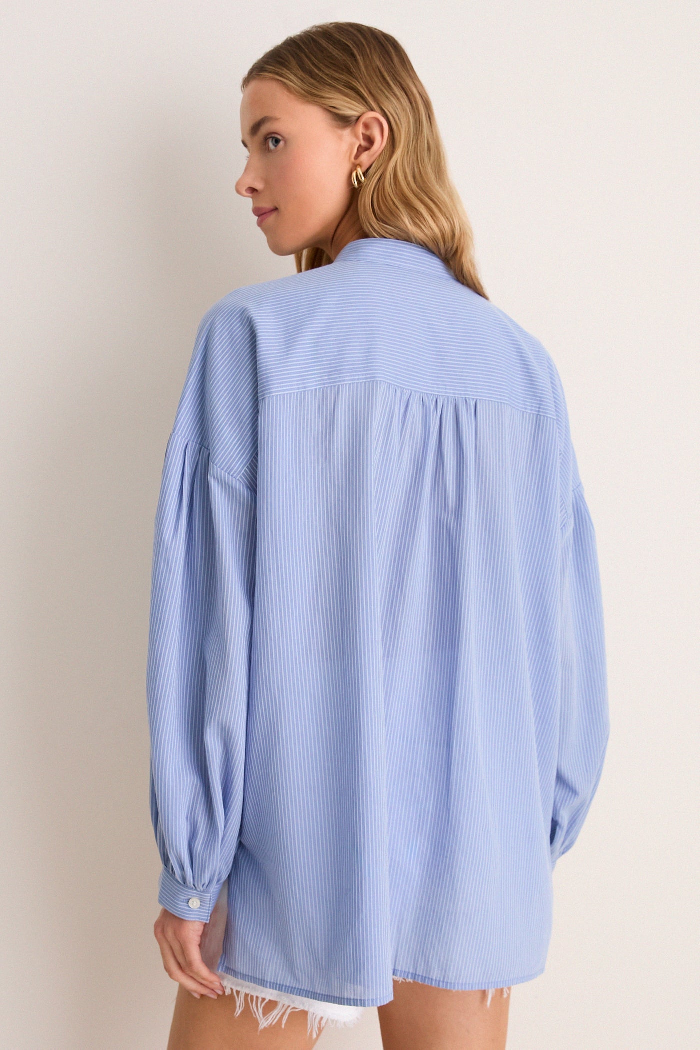 Light Blue Shadow Stripe Juliette Button Down