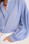 Light Blue Shadow Stripe Juliette Button Down