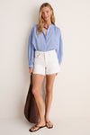 Light Blue Shadow Stripe Juliette Button Down