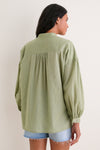 Light Olive Shadow Stripe Juliette Button Down