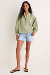 Light Olive Shadow Stripe Juliette Button Down
