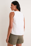 White Cotton Silk Vesta Tank