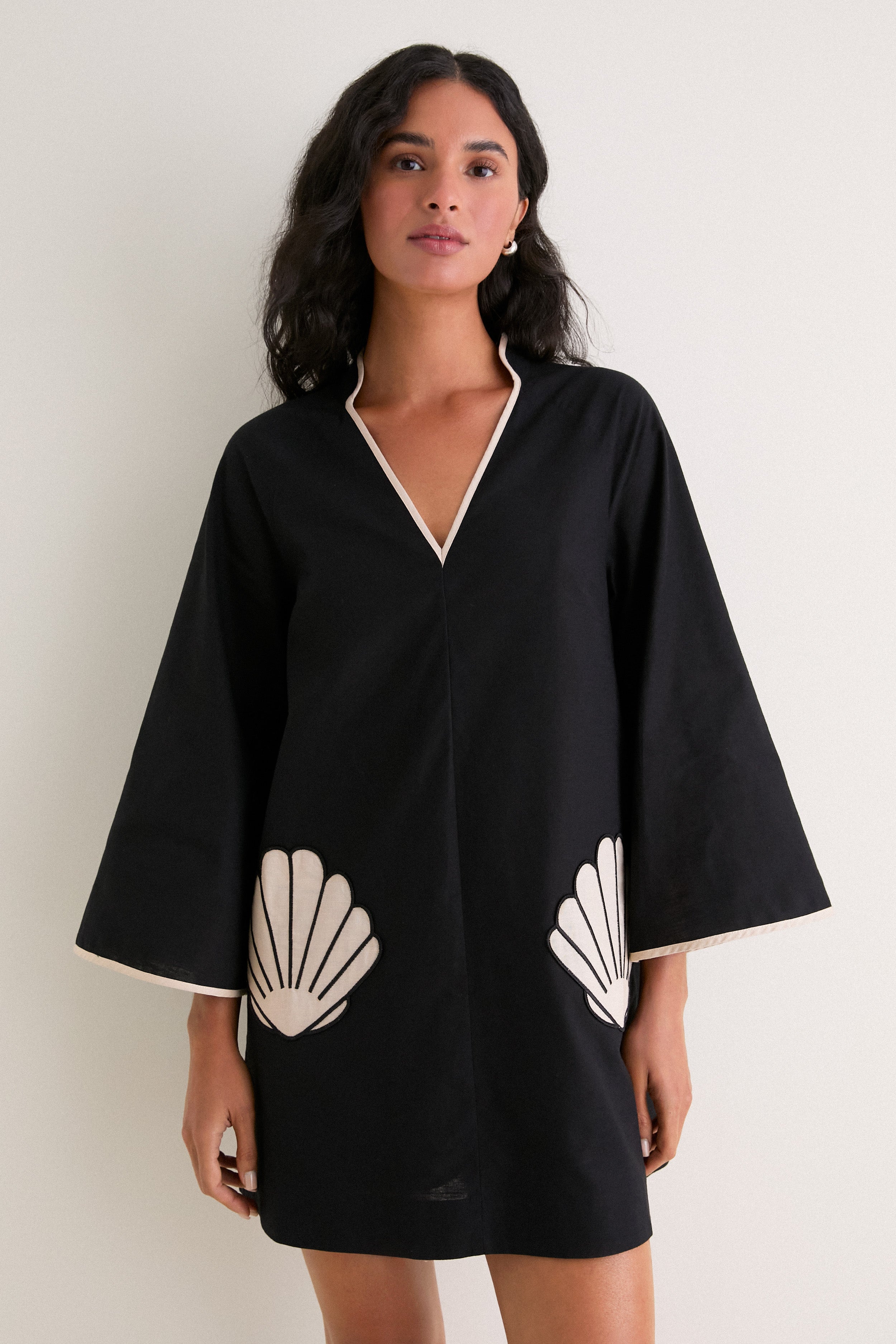 Black & Tan Seashell Oceana Mini Dress | Hyacinth House