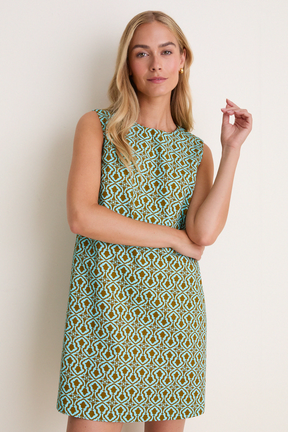 Hyacinth House Turquoise & Brown Geo Bitsy Mini Dress Turquoise & Brown Geo / XXL