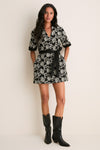 Black & White Embroidered Denim Drew Mini Dress