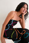 Black Linen & Technicolor Soutache Electra Maxi Dress