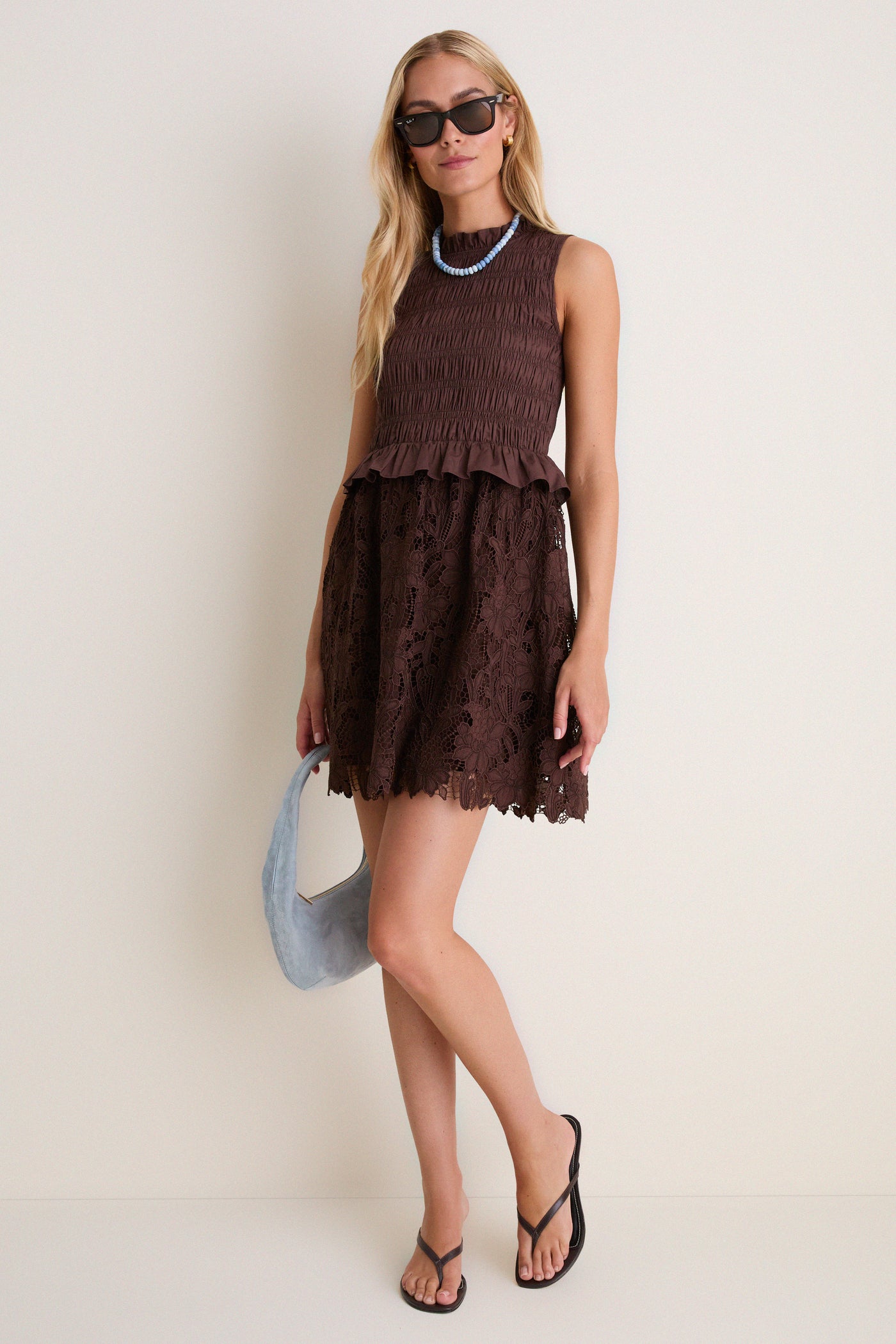Chocolate Brown Eyelet Seaton Mini Dress