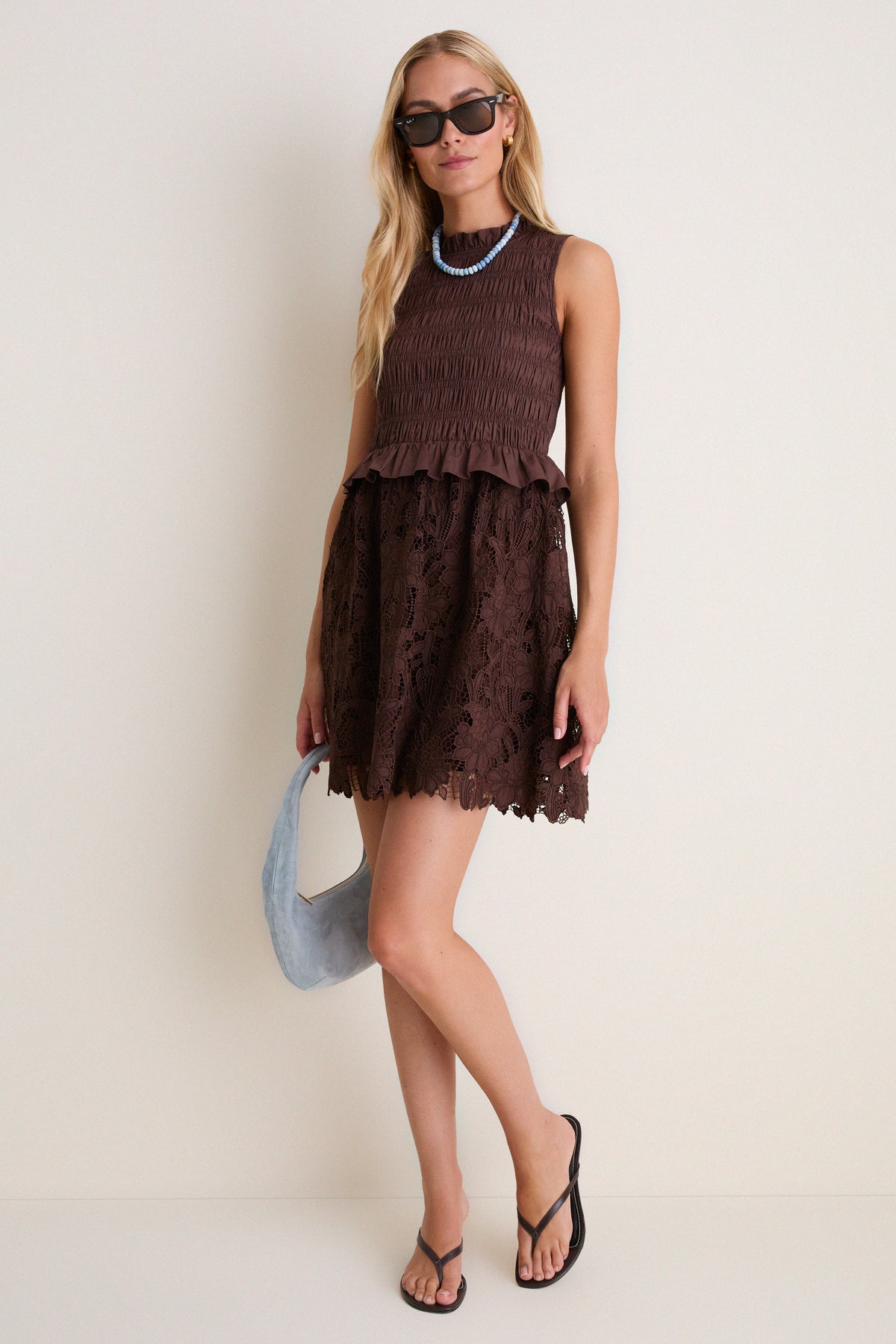 Chocolate Brown Eyelet Seaton Mini Dress
