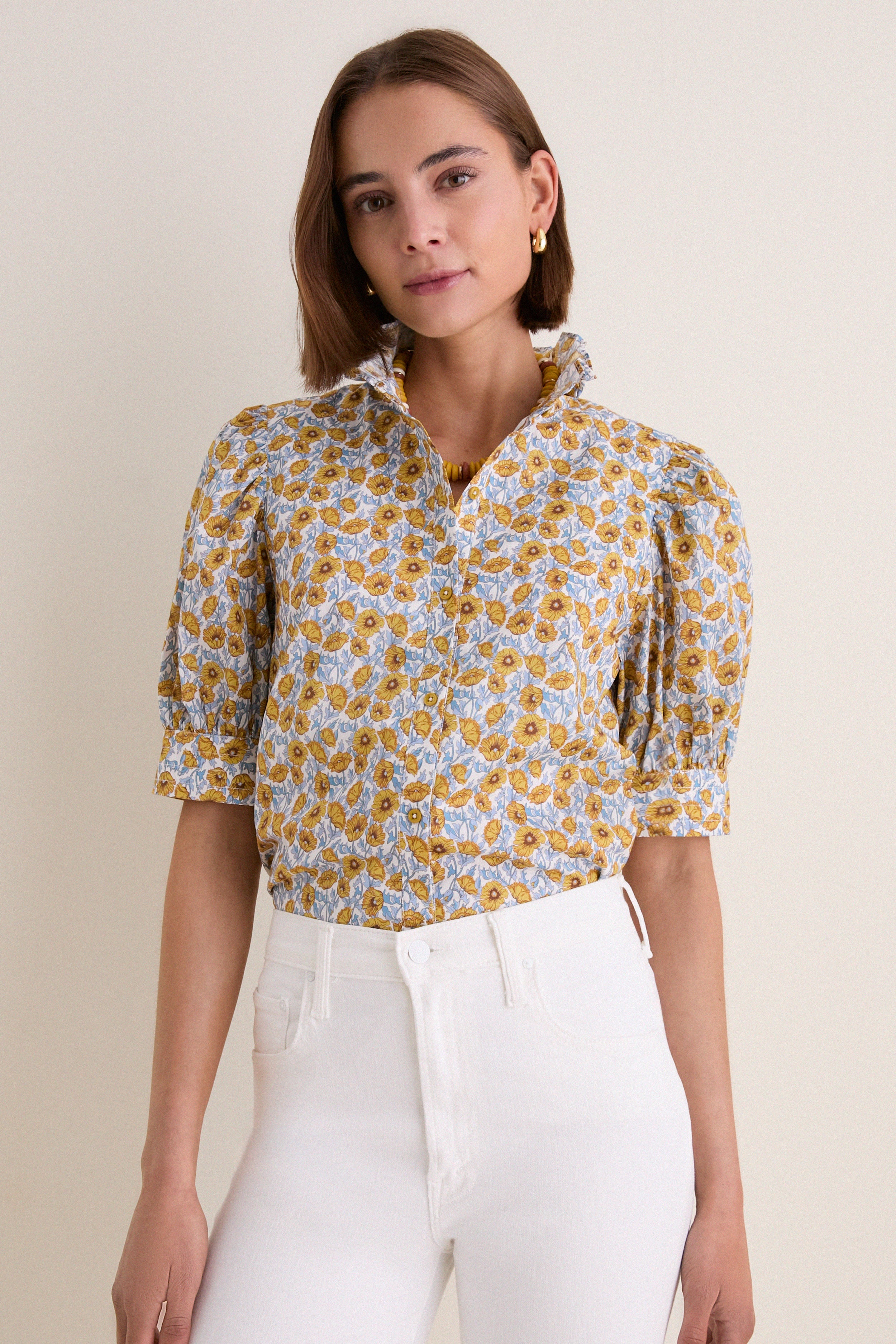 Mustard Floral Louisa Blouse | Hyacinth House