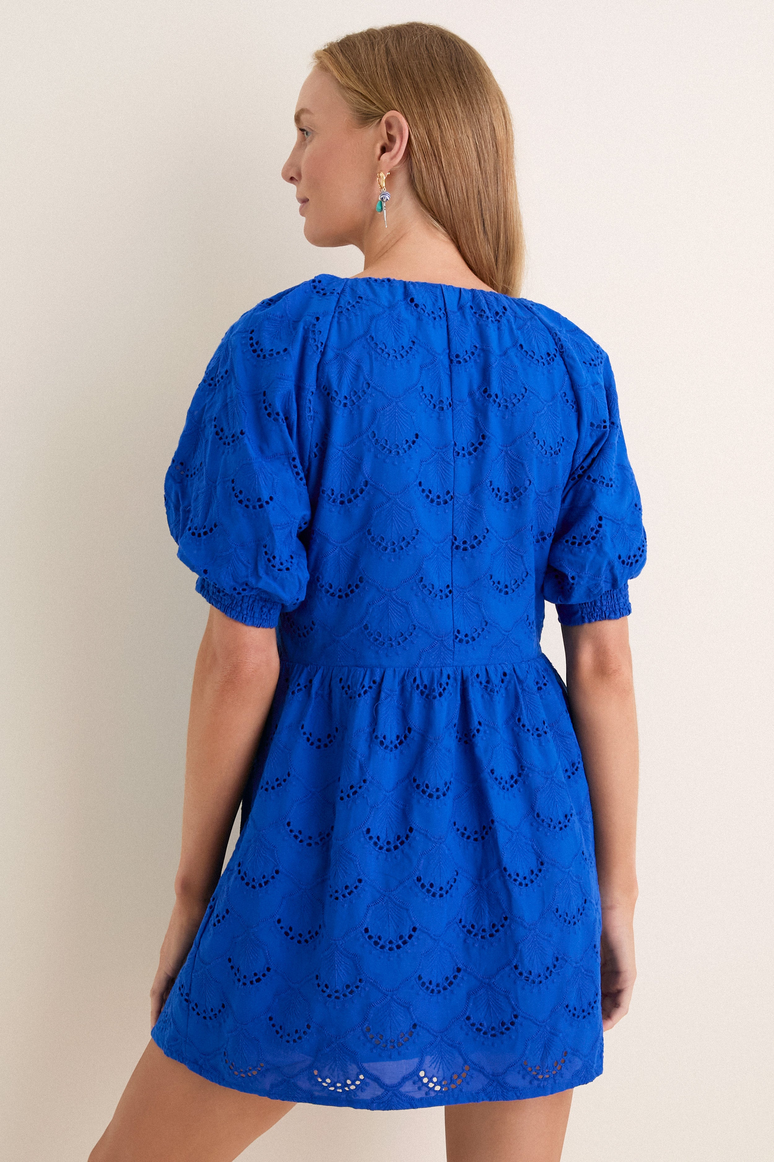 Royal Blue Eyelet Alexandra Mini Dress Hyacinth House Royal Blue Eyelet / XS