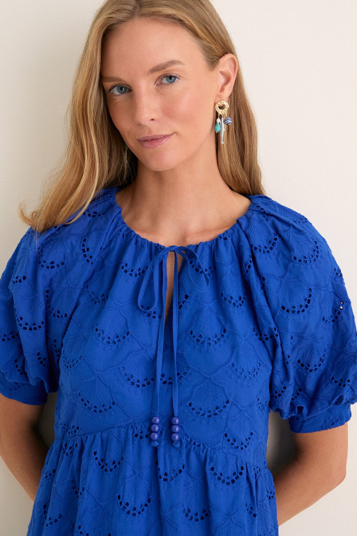 Royal Blue Eyelet Alexandra Mini Dress Hyacinth House Royal Blue Eyelet / XS