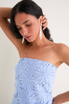 Powder Blue Floral Fringe Izzy Maxi Dress