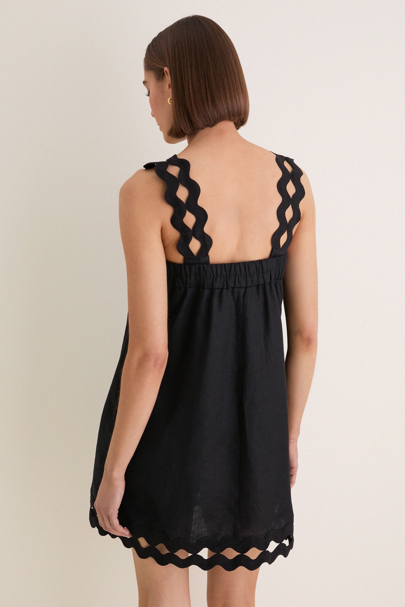 Black Ric Rac Linen Ellis Mini Dress | Tuckernuck