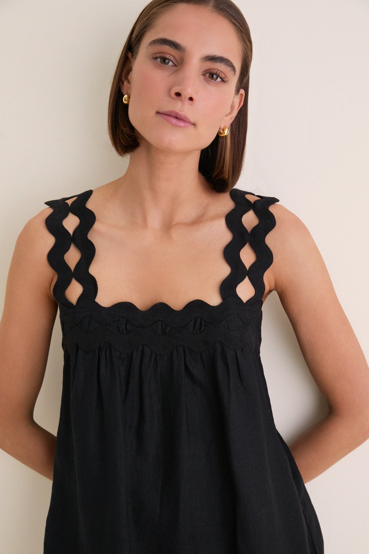 en saison ellis cotton linen halter dress En Saison Ellis Cotton Linen Halter Dress