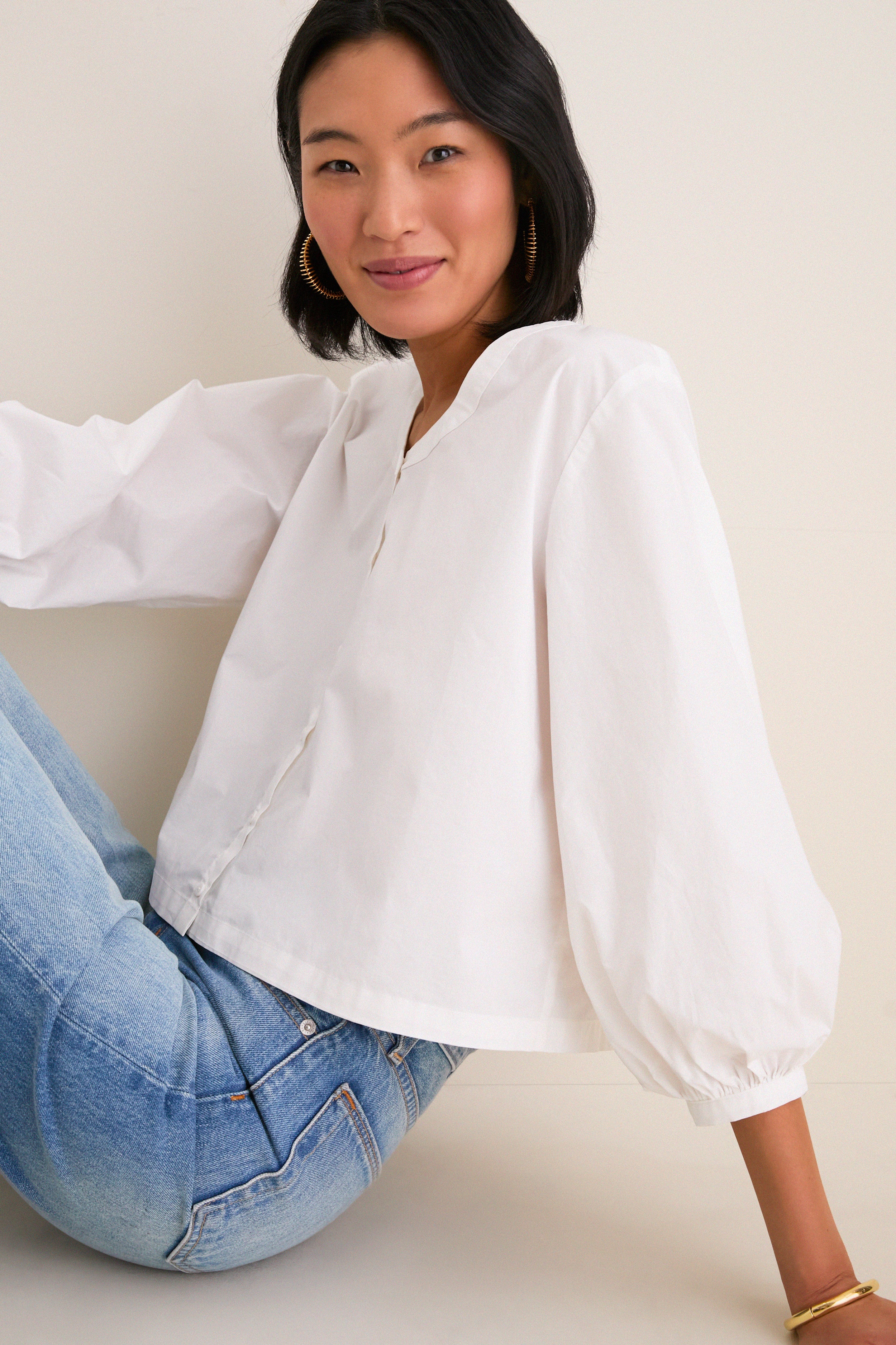 White Poplin Kennedi Blouse | Tuckernuck