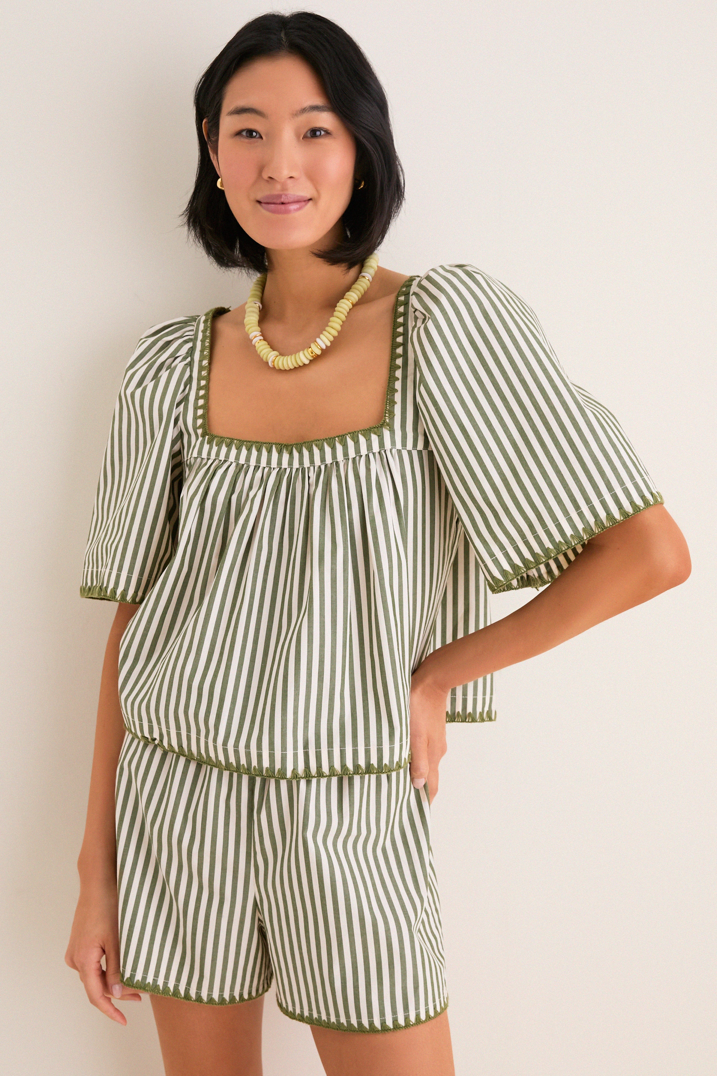 Jardin Stripe Whipstitch Viviana Top | Tuckernuck