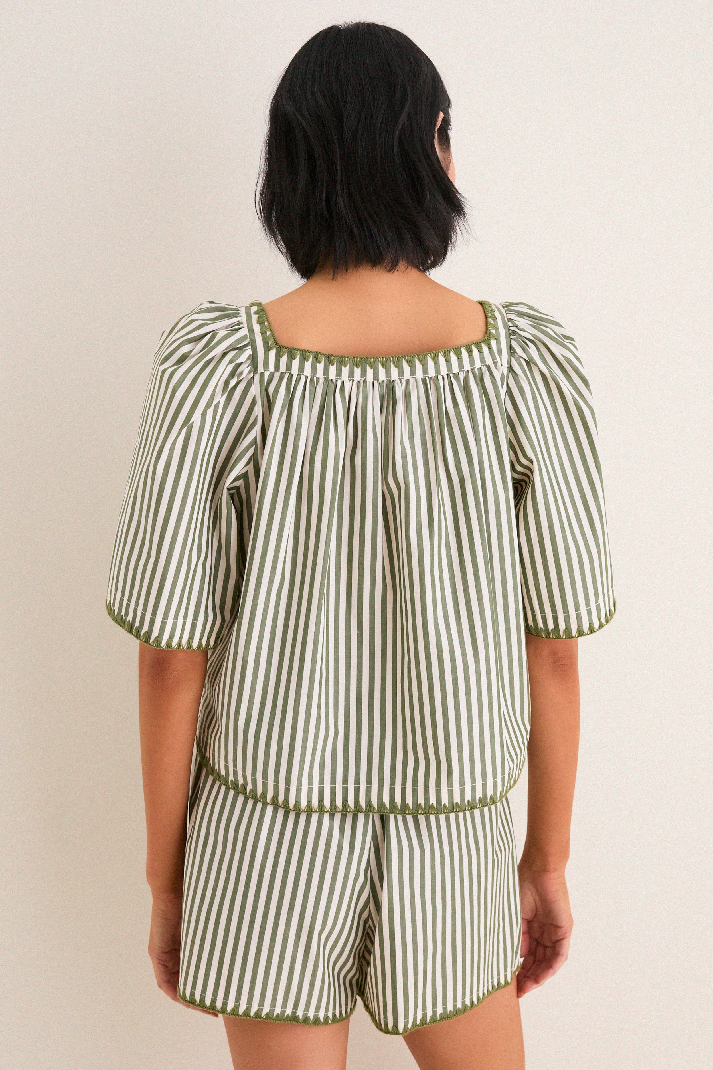 Jardin Stripe Whipstitch Viviana Top