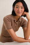 Mocha Olivia Rib Knit Polo