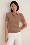 Mocha Olivia Rib Knit Polo