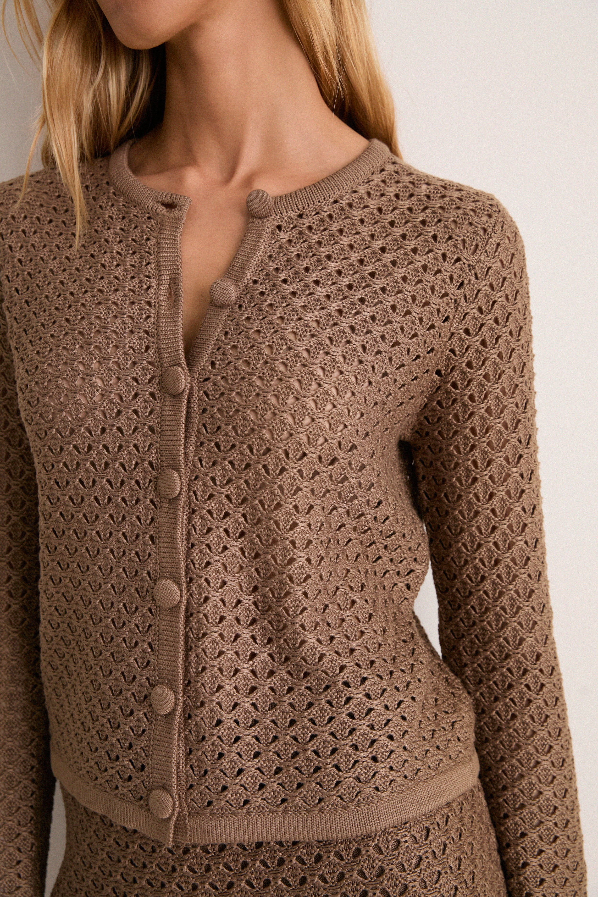 Mocha Crochet Lucy Cardigan