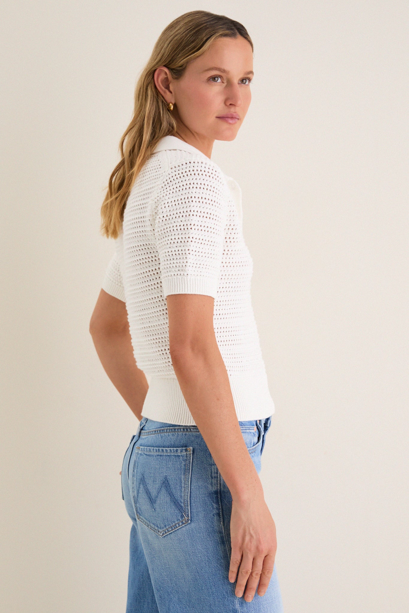 Ivory Crochet Cotton Asher Polo | Tuckernuck