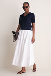 Navy Crochet Cotton Asher Polo
