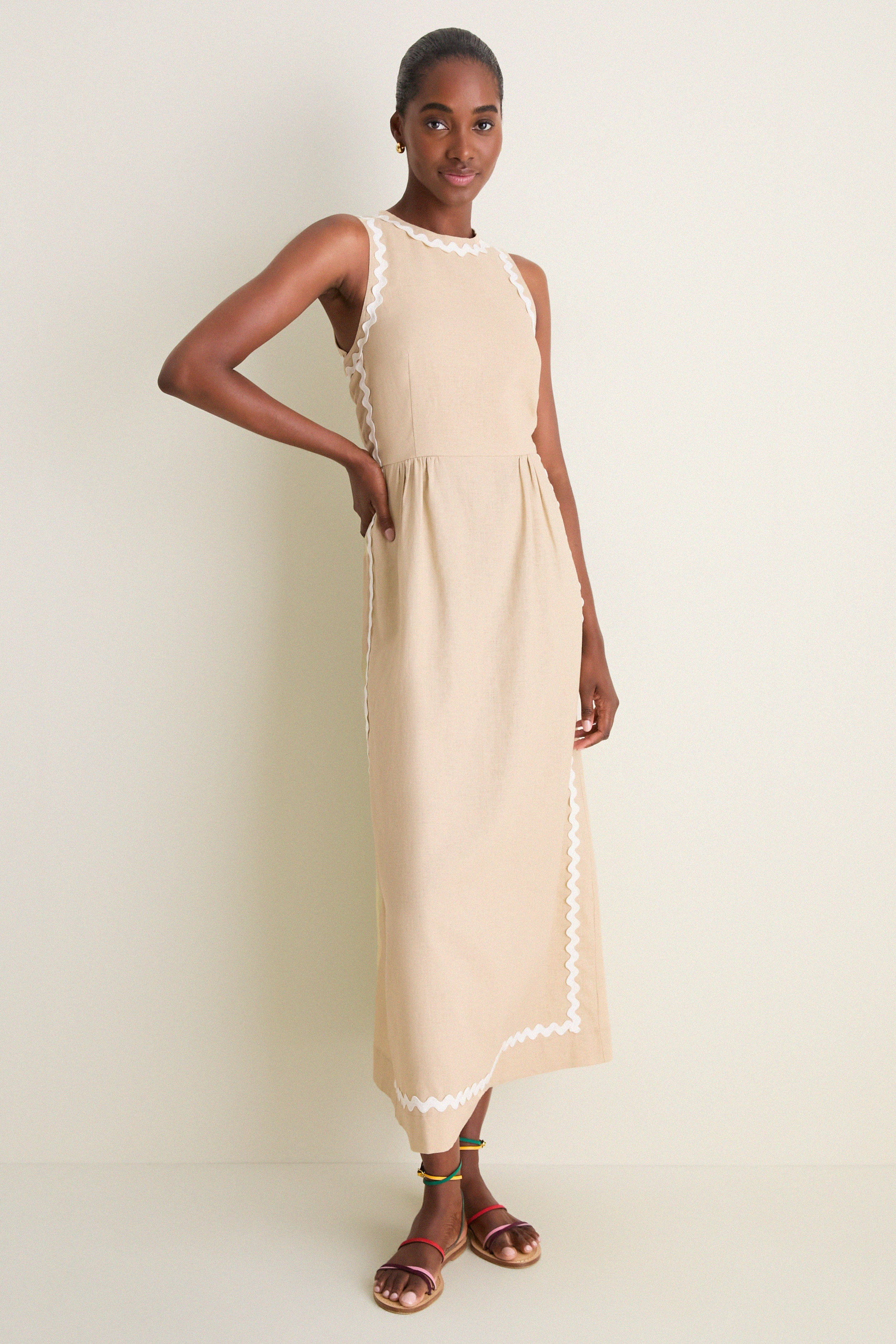 Sand Ric Rac Tie Brocks Dress