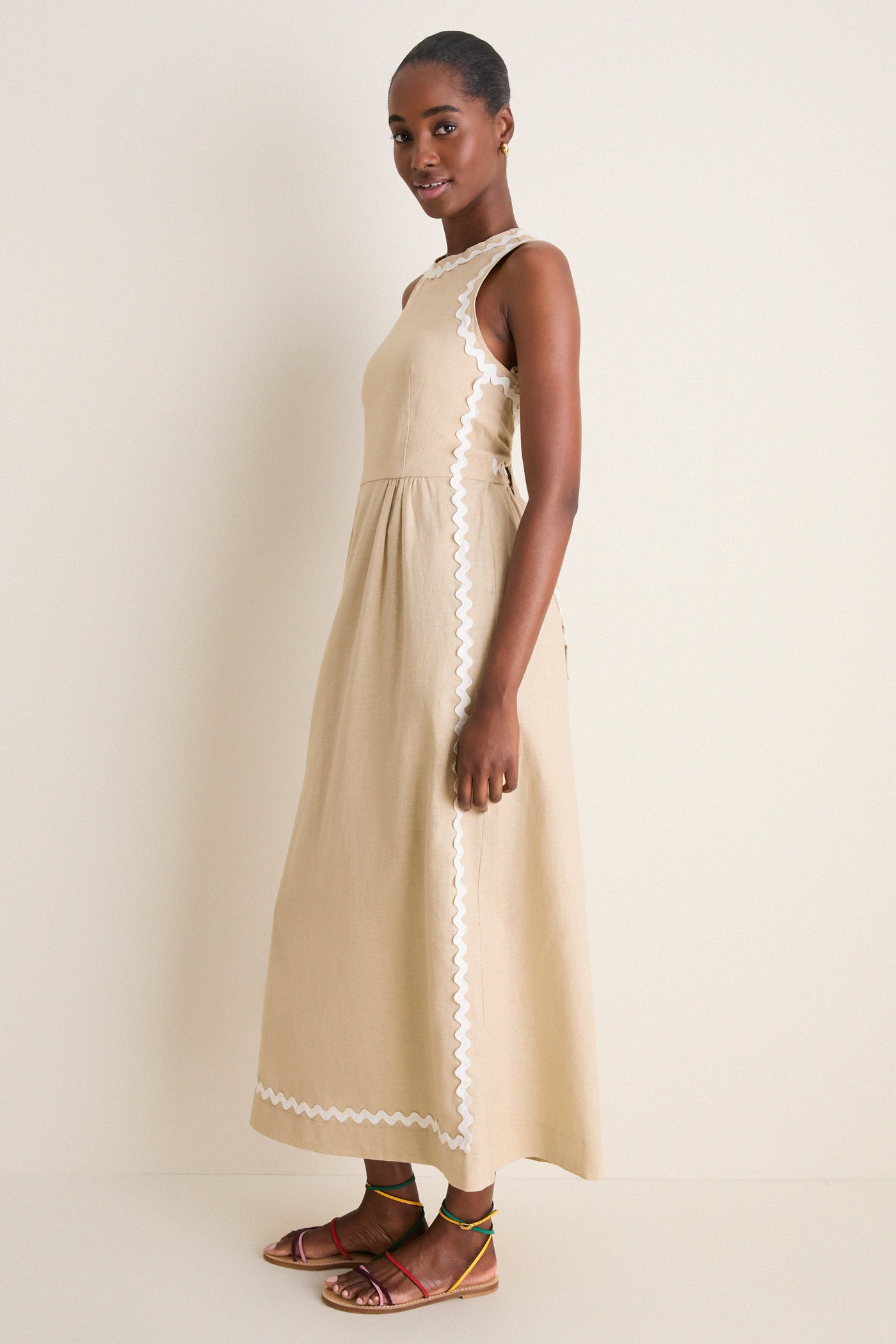 Sand Ric Rac Tie Brocks Dress