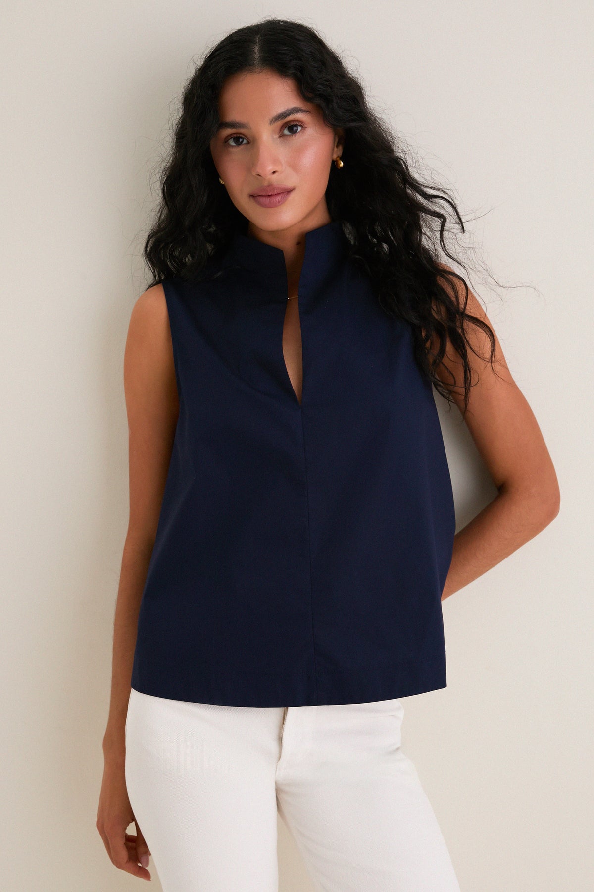 Navy Sleeveless Celeste Top