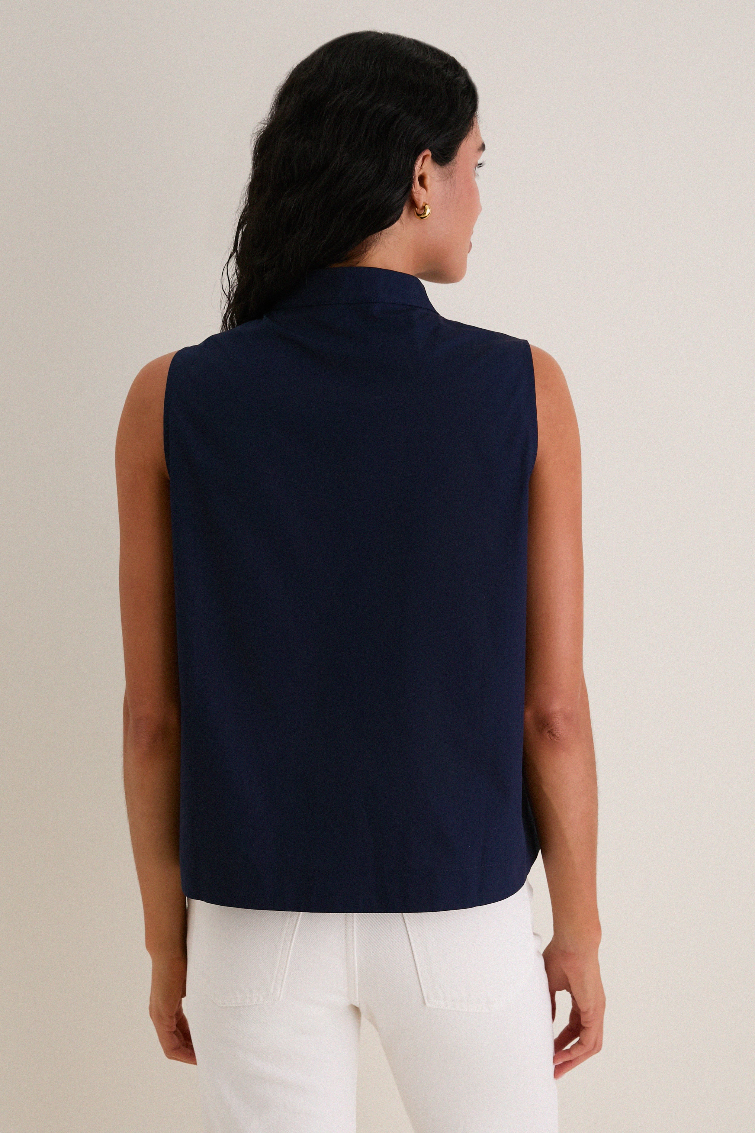 新品！Sleeveless Epaulet Top Navy Alpha Microfiber Gym Tank Top - Navy – Jed North